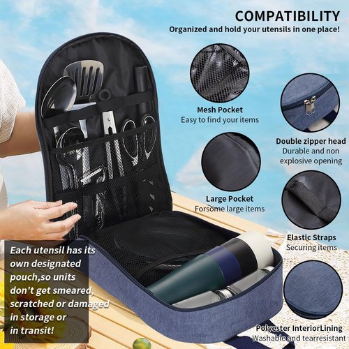 HOMQUEN Camping Essentials Camping Gear Must Haves，Cooking Utensils Set Rv Camping Accessories，Camper Gadgets for Outdoor Hiking Travel Picnic Barbecue Gifts