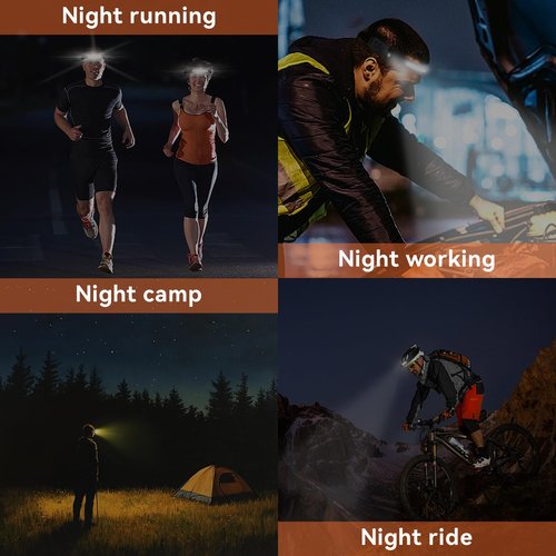 VIBELITE 3PCS Rechargeable Headlamp Flashlight, 230°Wide Beam Headlight with Motion Sensor, 5Mode Headlamps for Forehead, Waterproof Head Light for Camping, Running, Hiking