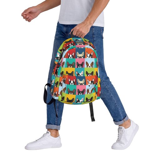 ACDRUING Cartoon Boston Terriers Bulldog Waterproof Backpack Adjustable Shoulder Straps Bag Large Capacity Casual Daypack Bookbag For Travel Work