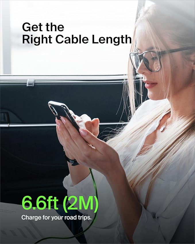 Belkin USB-C to USB-C Cable Fast Charging Cable (2M/6.6ft) for iPhone 16, iPhone 16 Pro, iPhone 16 Pro Max, Galaxy S25, S24, Note, Pixel, iPad Pro, Nintendo Switch 2, Carplay & More - Black