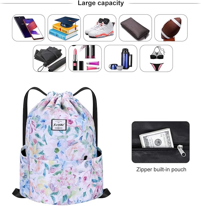 XEYOU Drawstring Sports Backpack Lightweight Gym Yoga Sackpack Shoulder Rucksack Casual Outdoor Daypack for Women and Men