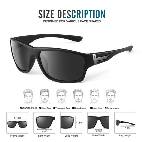 DEMIKOS Polarized Running Sunglasses for Men：Cycling Sun Glasses for Mens Womens Sports Sunglasses for Fishing Driving Wrap Around UV400 Protection Blue+Black+Red