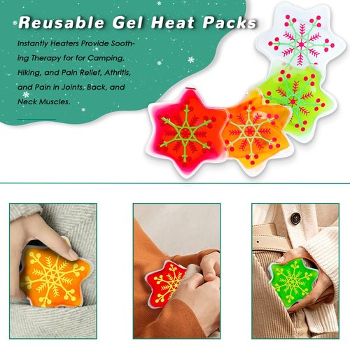 Reusable Snap Heat Pack, Click Hand Warmers for Camping, Outdoor, Indoor, Working, Studying (Christmas Star)