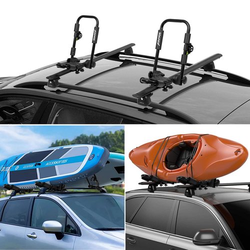 Soarify Folding Kayak Roof Rack Premium J-Bar for Canoe Carrier SUP Paddle Surfboard Mount on Car SUV and Truck Crossbar (1 Pair)