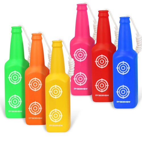 OYSERHOM OPS Reactive Shooting Targets Shatterproof Plastic Bottle for Small Caliber, Indoor and Outdoor Range Shooting Targets, Bright Colors with Hanging Rope, Target Practice, 6 Pack
