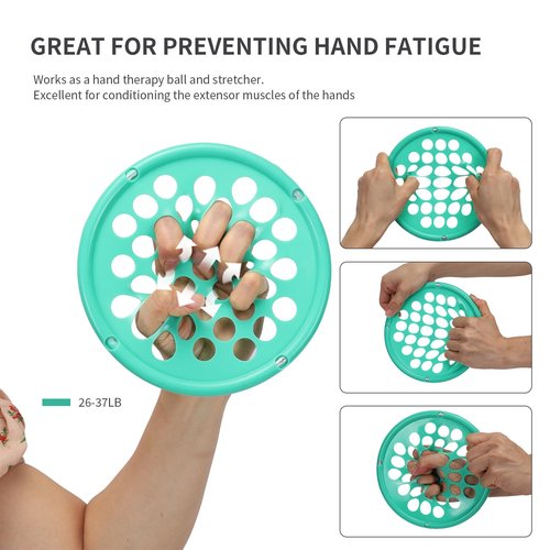 ZHIAMZ Hand Exercise Webs for Physical Therapy, Hand Grip Strengthener, Finger Exerciser, Portable Size, Latex Free, 7" Diameter (Light-Yellow)