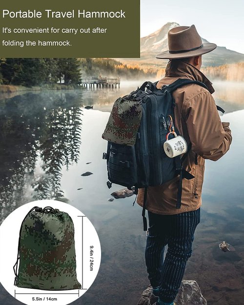 Fotgear Camping Hammock with Mosquito Net - Ultra Lightweight Durable Double/Single Travel Hammock 210T Parachute Nylon with Tree Straps 660lbs Capacity for Garden Camping Backpacking, Camo