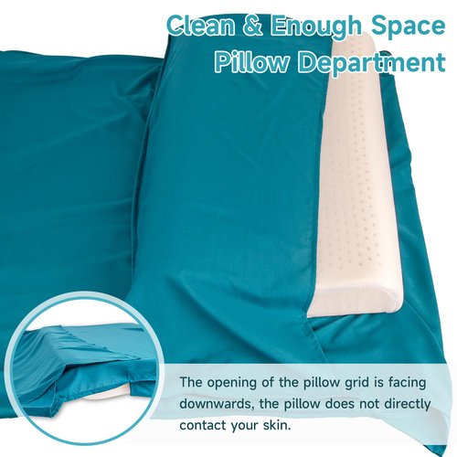 VVAYHUA Satin Sleeping Bag Liner, Ultralight Travel Sheets for Hotel & Self Tan Sleep Sack with Two Way Zippers, Silky Camping Sheets for Backpacking Hiking Business Trips (Blue)