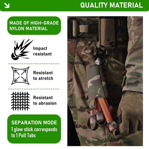 BShasrlim Tactical Glow Stick Organizer Pouch - Chemlight Holder for Glow Sticks - Chem Light Holders for Molle Tactical Vest, Ideal for Camping, Fishing, and Hunting (CP)