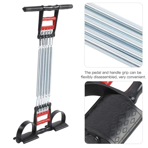Chest Expander, 65KG Load Detachable Pedal Steel Spring Resistance Bands Chest Expander Fitness Equipment Puller Hand Grip Muscle Training Exerciser