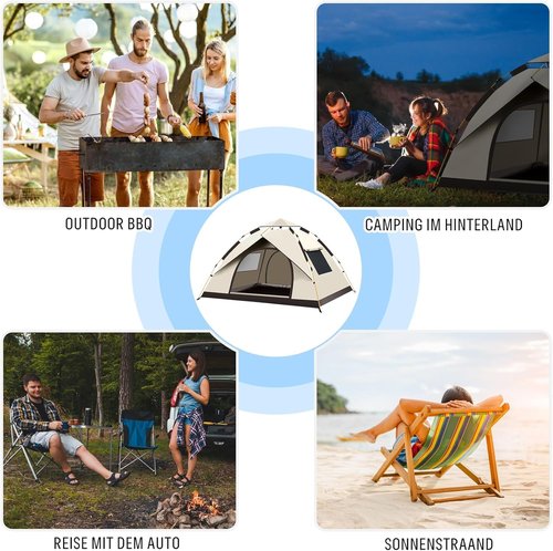 KOMCLUB Camping Tent 1/2/3 Person Tents for Family Camp Tent Waterproof Windproof Outdoor for Backpacking Hiking Easy Setup with Storage Bag,8 Ground ding,4 Windproof Rope