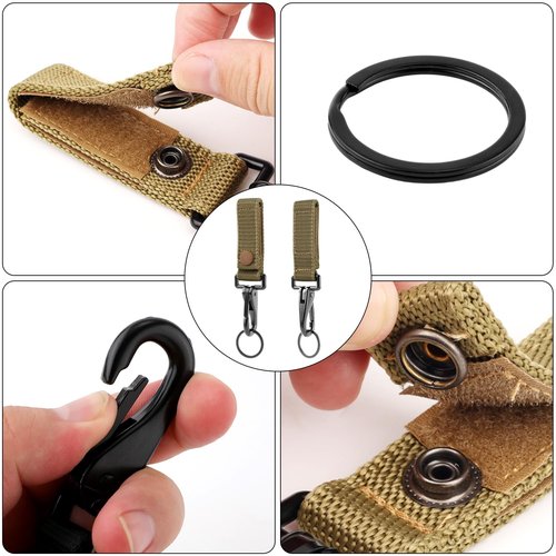 NQEUEPN 2pcs Heavy Duty Belt Key Holders, Duty Belt Loop Keeper Clip with Metal Snap and Nylon Molle Strap Fits 1.5-2.25 inch Wide Belts Key Ring Clip Keychain Gear Organizer Accessories
