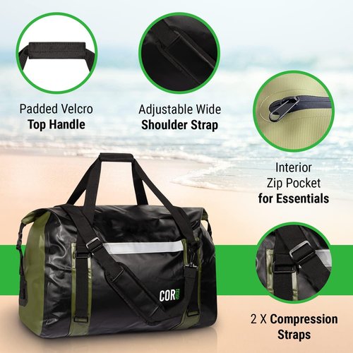 Extra Large Waterproof Duffle Travel Dry Duffel Bag | 60L Heavy Duty Gear Bag with Durable Straps & Handles for Kayaking Paddleboarding Boating Rafting Fishing