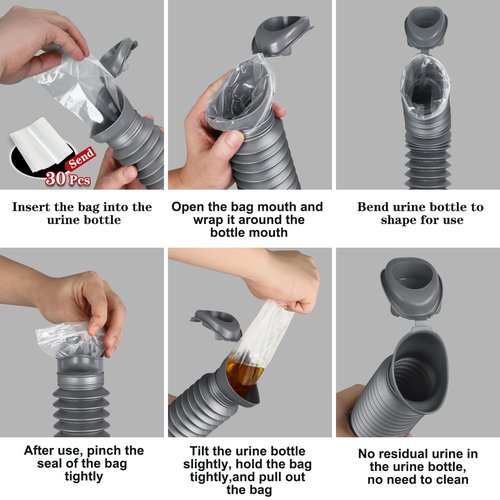 Pee Bottles For Men,Collapsible Urine Bottle With Disposable Replacement Bags,Car Pee Bottle For Men And Women,750ml,Leakproof,2-Piece Set Emergency Urinal For Road Trips,Traffic Jams And Camping