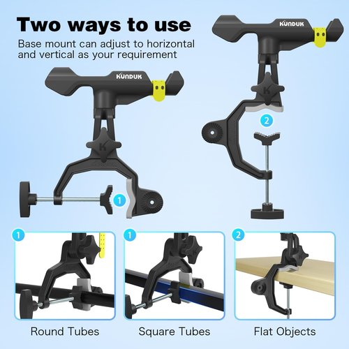 Upgraded Fishing Rod Holder with Button-Lock 360° Dual Rotation, Universal Silicone Strap & Enlarged V-Clamp – Fits Round/Square Tubes, Secure Adjustable Boat Fishing Gear for All Rod Sizes（2pack）
