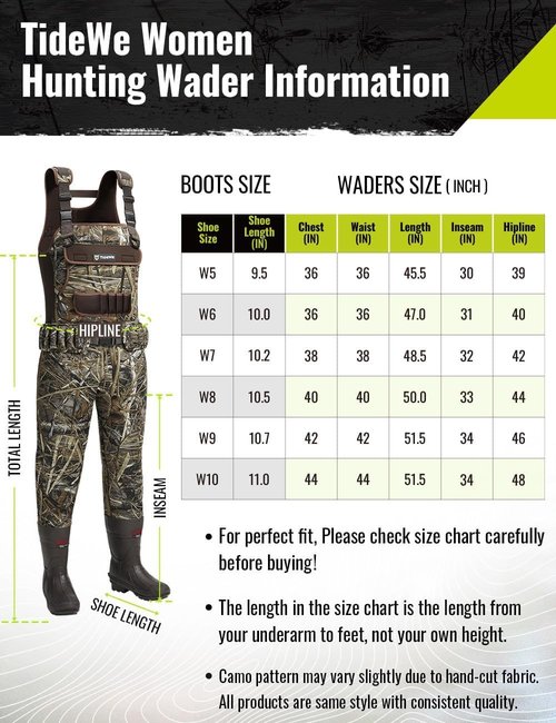 TIDEWE Hunting Waders for Women with 600G Insulated Waterproof Rubber Boots, 3.5mm Neoprene Chest Waders for Fishing and Hunting