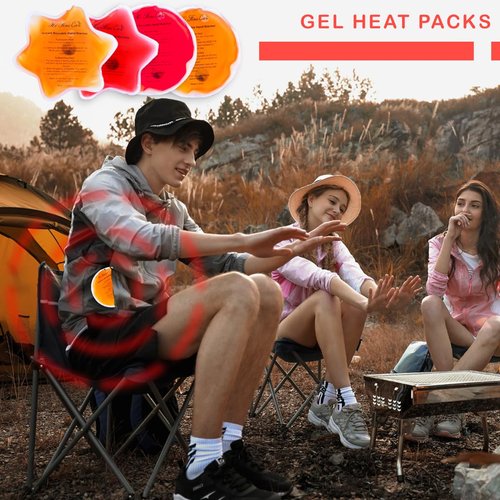 Reusable Snap Heat Pack, Hand Warmers Click, Hand Warmers Boil Click Heat Pocket Hand Warmer, Pouch Gel Hand Warmers for Camping for Outdoor, Indoor, Working, Studying, Camping, Warm Gifts (Set of 4)