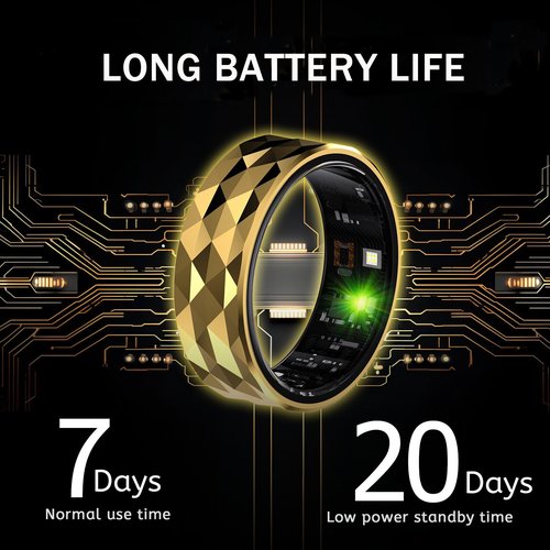 Smart Ring, Activity & Fitness Tracker Ring for Women/Men, No APP Subscription, Fitness Tracking Smart Ring with Calories/Heart Rate/Blood Oxygen/Sleep Monitoring, IP68 Waterproof (Gold, 10#)