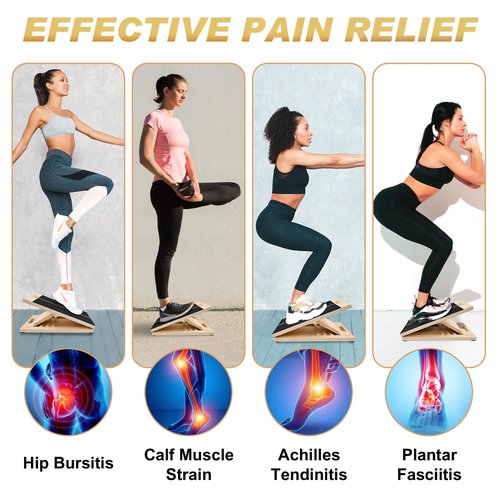 MUEUSS Portable Slant Board for Calf Stretching,Calf Stretcher Squat Wedge Wooden Adjustable,Physical Therapy Equipment,Incline Board for Squats Ankle Foot Heel Leg Knees Stretching