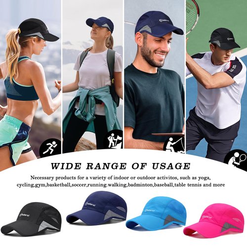 AYPOW Baseball Cap for Men Women, 2 Pcs Breathable Mesh Running Hat Quick Dry Light Reflective Outdoor Sport Golf Tennis Hat