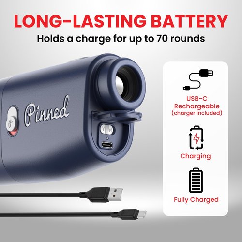 Pinned Prism Slope Golf Rangefinder - Golf Distance Rangefinder with Slope - USB Rechargeable, Pinned Locked Vibration Laser Range Finder - Range Finder Accessories & Gift for Men and Women