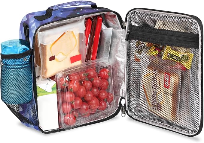 cfpolar Wolf Lunch Box for Boys Girls, Insulated Lunch Bags for Kids Reusable Mini Cooler Lunch Tote Lunchbox Thermal Meal Tote Kit with Shoulder Strap for Work School Picnic