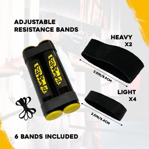 RipRight RipStick, Workout Equipment for Joint Rehab, Shoulder and Resistance Training, Muscle Building and Core Workout Equipment with 6 Adjustable Resistance Bands (Black/Yellow)