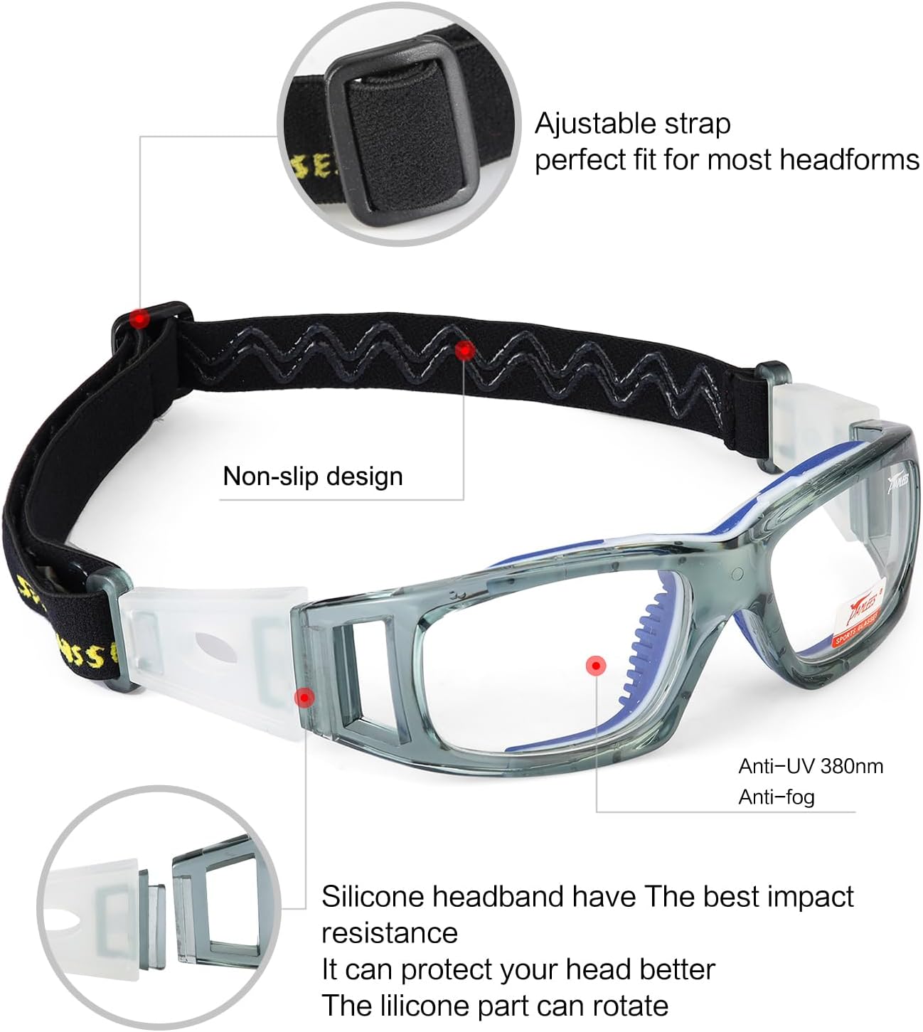 PELLOR Sports Goggles Eyewear Safety Protective Glasses for Soccer Basketball Motorcycle Outdoor Sports