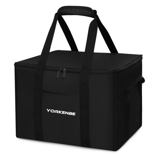 Yorkenbe 35L Camping Organizer, 1680D Heavy Duty Waterproof Camping Storage for Cooking Utensils and Cookware, with Hard Bottom and Zippered Lid for RV, Hiking