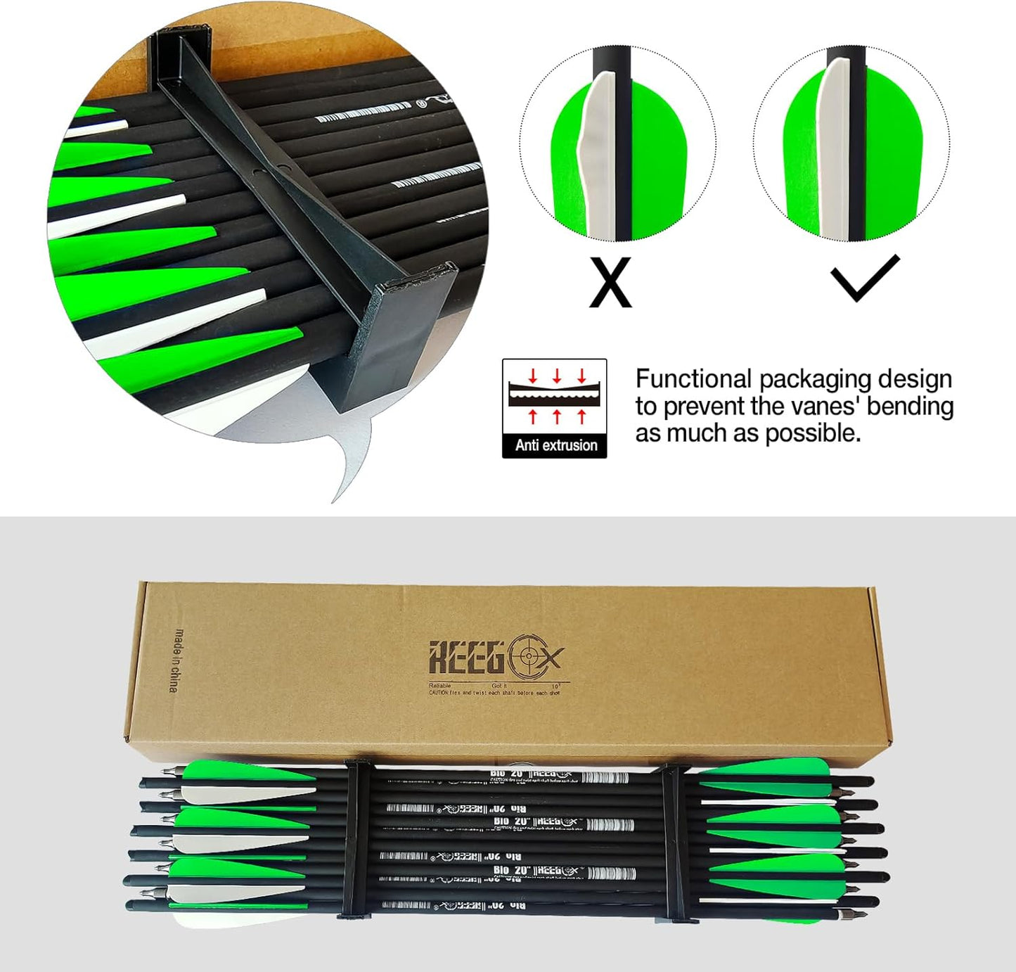 REEGOX Crossbow Bolts 16/18/20 inch Bio Crossbow Arrows with Moon Nocks and Removable Tips (Pack of 12)
