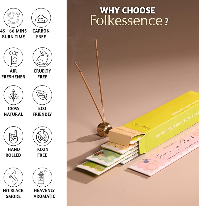 Folkulture Incense Sticks - Set of 6 (120 Sticks) - Sea Breeze, Rosemary, Patchouli Incense Sticks Variety Pack, Inscents-Sticks, Inscense-Sticks Multipack