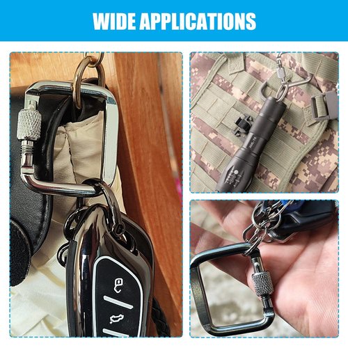 4pcs Square Carabiner, Aluminum Alloy Super Strong Outdoor Square Carabiner Screw Hook Equipment, Buckle Outdoor Hiking Clasp Carabiner for Outdoor Trigger