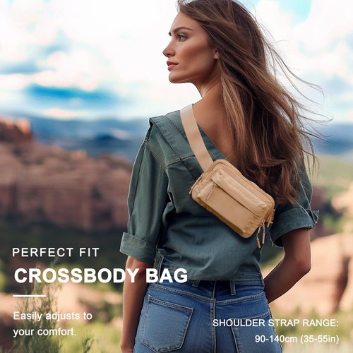 NWT XPEDITION Crossbody Bags for Women & Fanny Pack for Men, Lightweight Adjustable Strap Belt Bag for Travel, Running, Hiking with Multiple Pockets, Black
