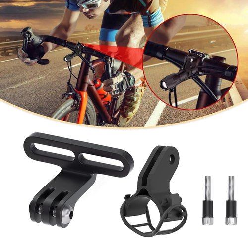 BIKOOCO Bike Handlebar Stem Mount Rack - Bike Mount Action Camera Mount，Metal Bike Stem Camera Mount with Flashlight Holder