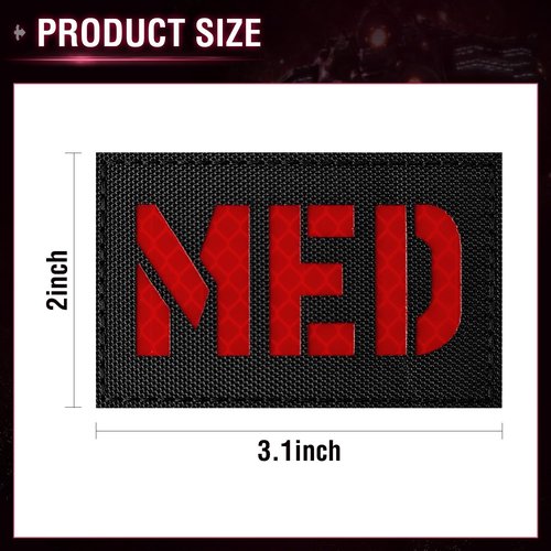 IANZE 2Pcs IR Reflective Medic Patches Tactical Military Patches, Infrared IR EMS EMT MED Medical Morale Hook and Loop First Aid Patches Style 2