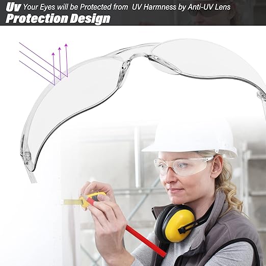 50 Pack Clear Safety Glasses with ANSI Z87.1 Scratch Resistant Eyewear for Women Man Lab Goggles Eye Protection