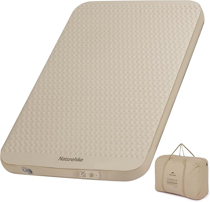 Naturehike 4.7’’ Thick Self Inflating Sleeping Pad with Built in Electric Pump, Double Foam Camping Mattress 2 Person, ISPO Award Winning Processes Foam, Camping Sleeping Pad for Tent, Car, Truck