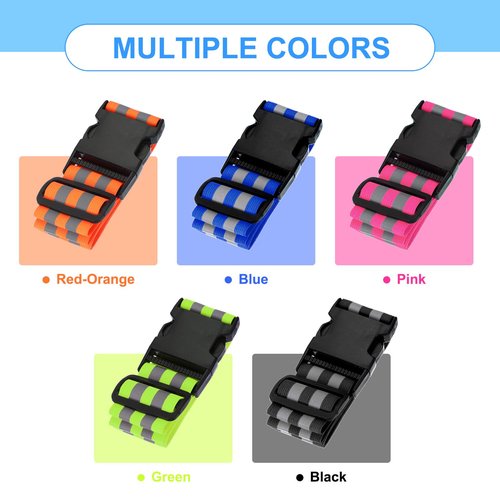 PATIKIL Adjustable Reflective Running Belt 1.9 Inch, 2 Pcs Glow Pt Belt Sash for Cycling Walking Motorcycle Gear, Green