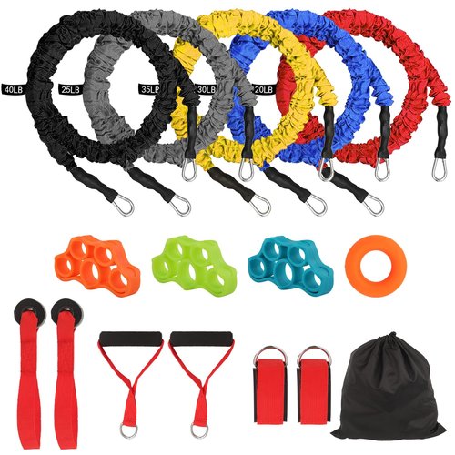 Resistance Bands Set, 15 Pack Resistance Bands with Handles Bands Resistance Tubes, 20lbs to 40lbs Bands for Working Out Elastic Crossover Symmetry Bands for Training, Yoga