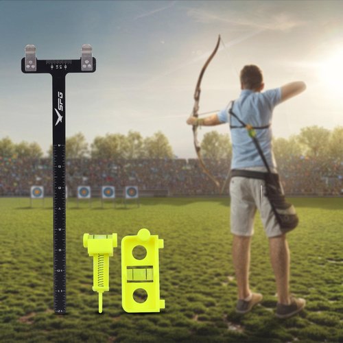 SPG Bow Square Bow Level Kit 2-Pack - Archery String Level Turning Kit and T-Shape Measurement Tool for Recurve and Compound Bows (Yellow)