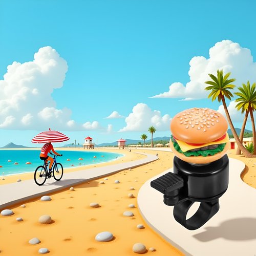 Hamburger Bike Bell Funny Cartoon Cheeseburger Bike Bell Loud Crisp Clear Sound for Balance Bike,Scooter,MTB Road Cruiser Bikes Accessories Cycling(ZS583)