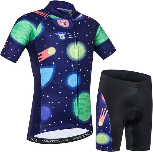 Cycling Jersey Kids,Short Sleeve Cartoon Road Mountain Bike Jersey Set/Top/Short for Girls Boys Breathable