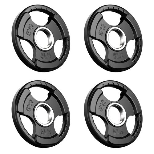 ezbcoaoa Olympic Rubber Grip Plates for Barbell, 2-Inch Weight Plates for Weight lifting and Strength Weights Training in Home & Gym(5LB*4)