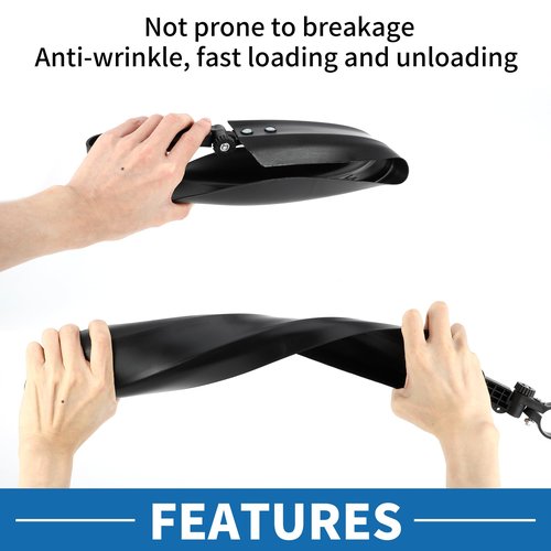 A ABSOPRO Universal Front and Rear Bike Fenders Bicycle Mud Guards Suitable 31.5cm 58cm Durable Cycling Bike Mudguards Set Plastic Black 1 Set