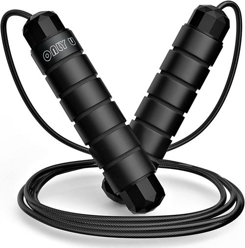 Jump Rope From Only U, Workout, Fitness, Exercise Equipment, Home Gym, Men Women and kids, Health, (Multiple Colors) (Black)