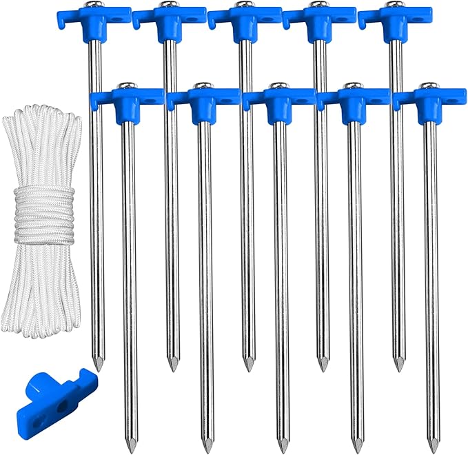 ABCCANOPY Tent Stakes 16" Camping Tent Stakes, 10pc-Pack (Blue)
