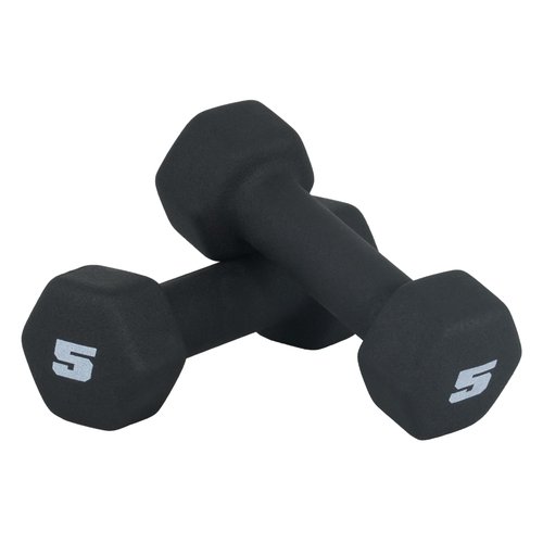 CAP Barbell Neoprene Dumbbell Weights, 5 lb Pair, Black