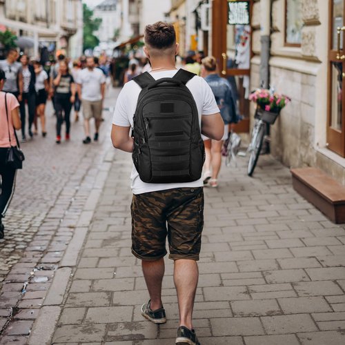 CamGo 15L 25L Tactical Backpack for Men and Women Small Military Hiking Daypacks Molle Rucksack Gear Pack for Camping Gym Travel Survival Bag (#25L-Black)