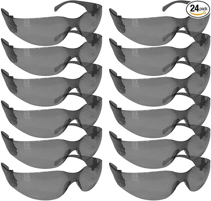 BISON LIFE Full Color Safety Glasses | One Size, Adult, Youth, Full Color Polycarbonate Lens and Temple, Black, 24 Pairs