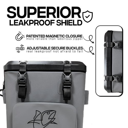 Fish Kill Bags Backpack Coolers Insulated Leak Proof, Fishing Backpack with Cooler Lightweight, Magnetic Closure Waterproof Durable for Camping & Hiking - Gray